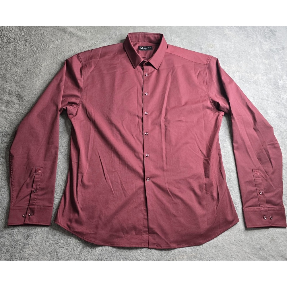 Tailored Athlete Essential Dress Shirt Mens XXXL Burgundy Button Up Performance